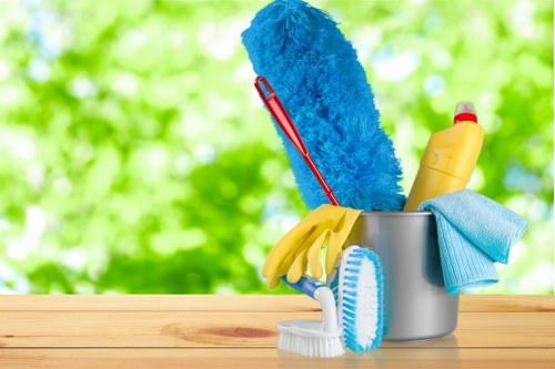 Cleaning a shared entrance hall in an Ealing apartment block