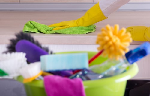 Professional cleaners maintaining a retail premises in Ealing